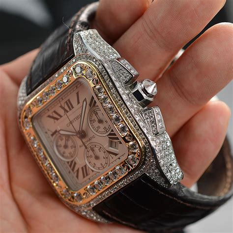 cartier diamond watch mens|cartier watch with diamond bezel.